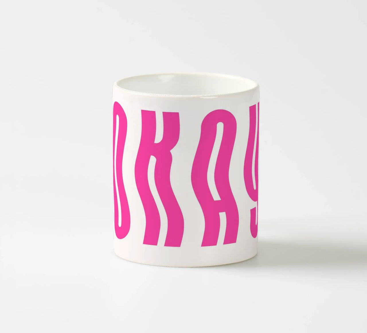 Typographic Art | Wavy OKAY Text Print ceramic mug by NorwesClub