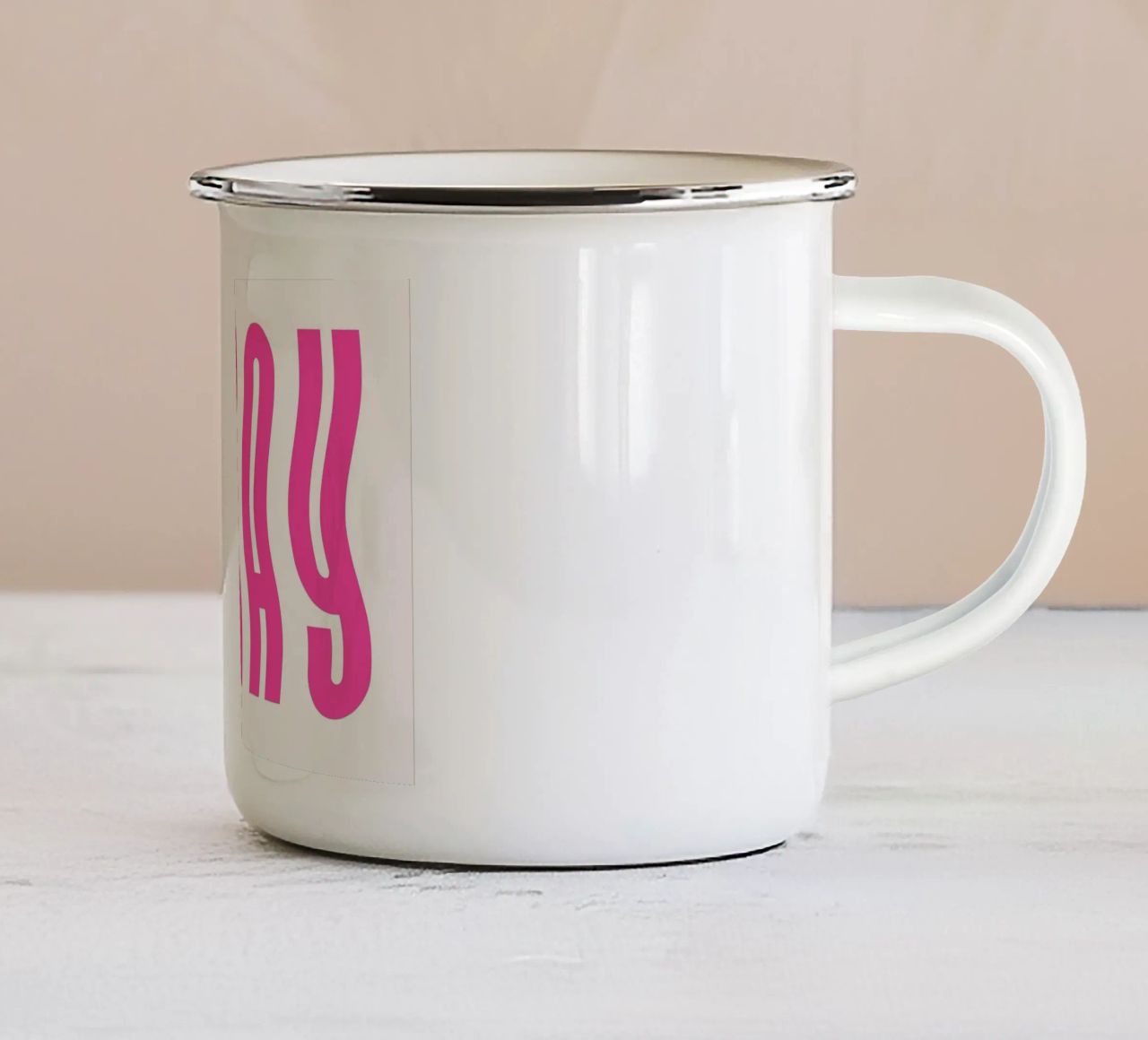 Typographic Art | Wavy OKAY Text Print enamel mug by NorwesClub