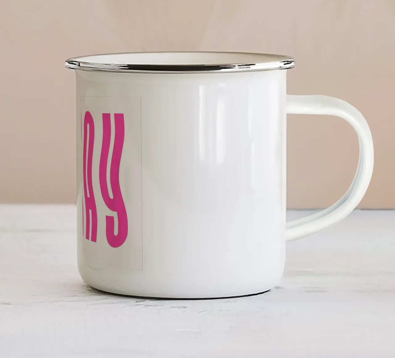 Typographic Art | Wavy OKAY Text Print enamel mug by NorwesClub