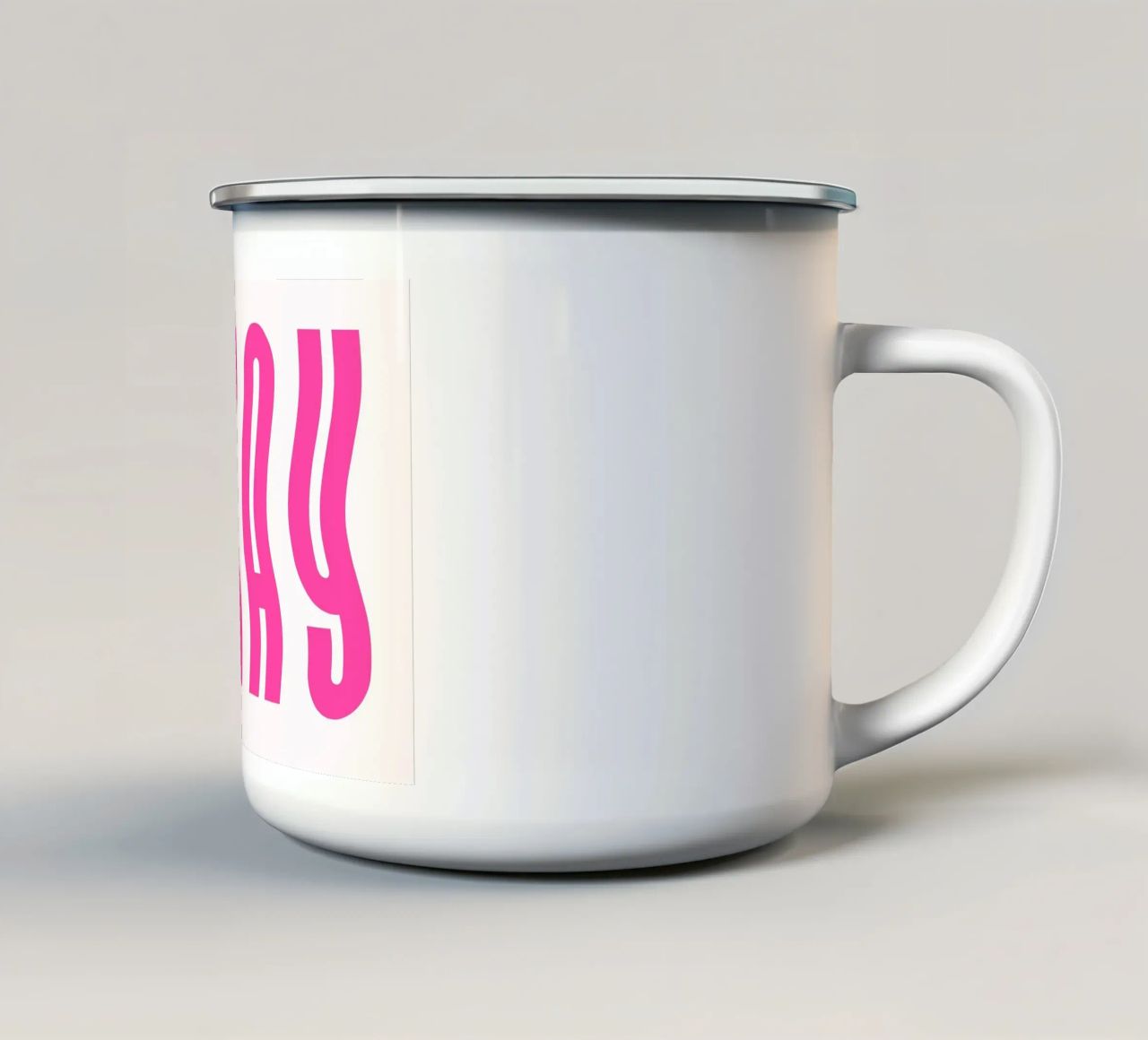 Typographic Art | Wavy OKAY Text Print enamel mug by NorwesClub