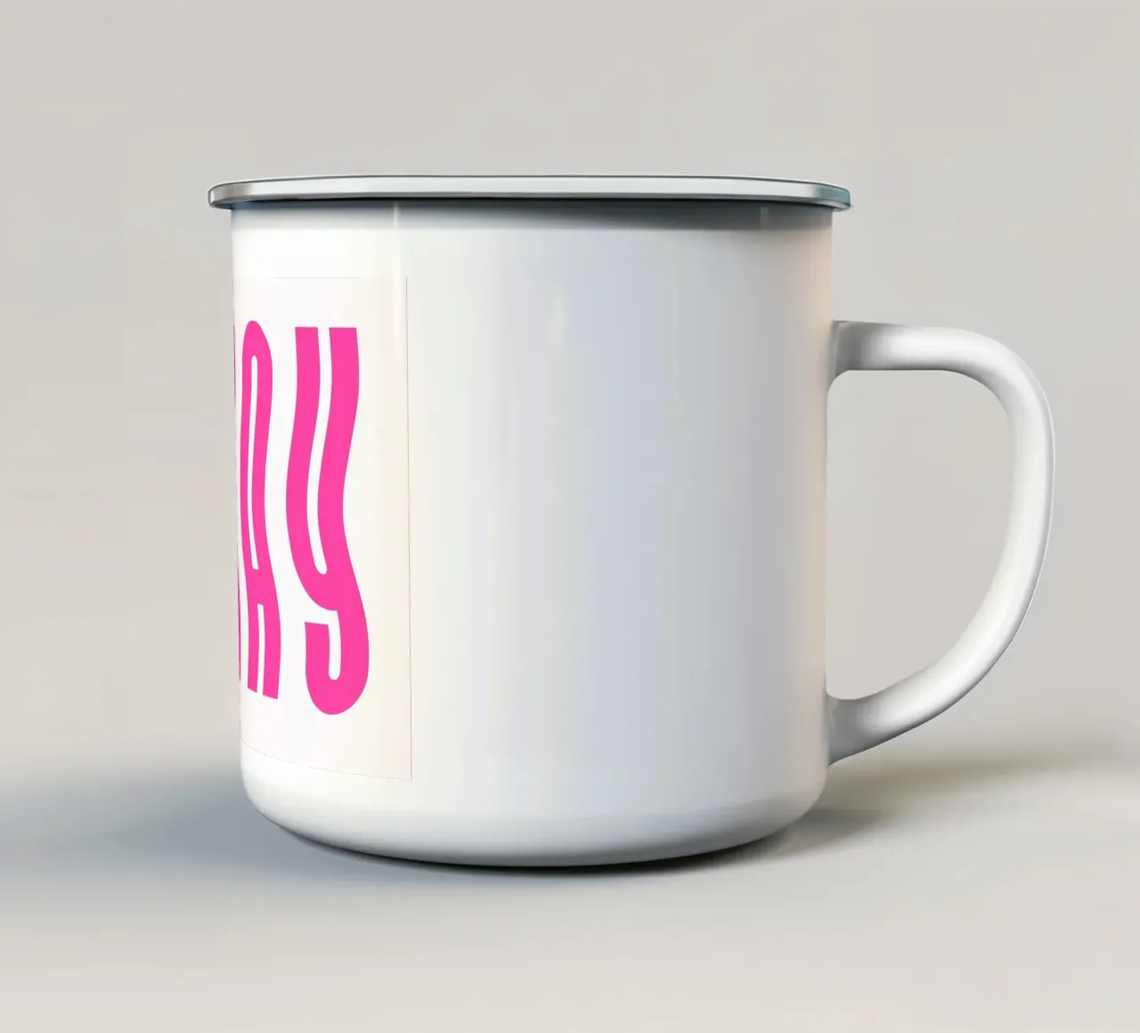 Typographic Art | Wavy OKAY Text Print enamel mug by NorwesClub