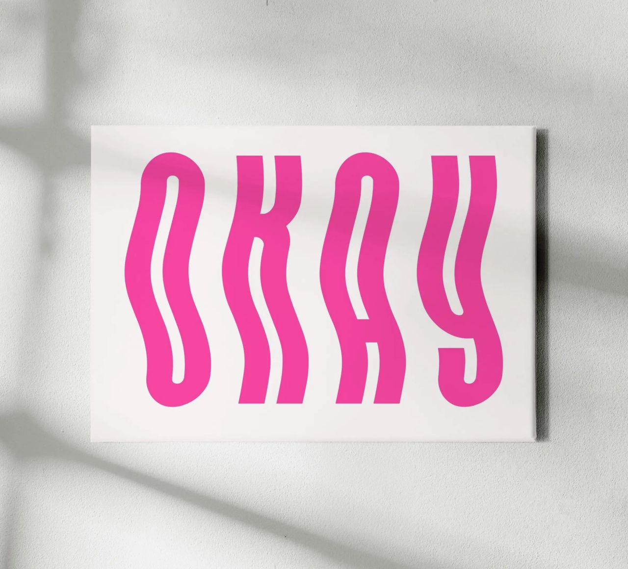 Typographic Art | Wavy OKAY Text Print canvas by NorwesClub