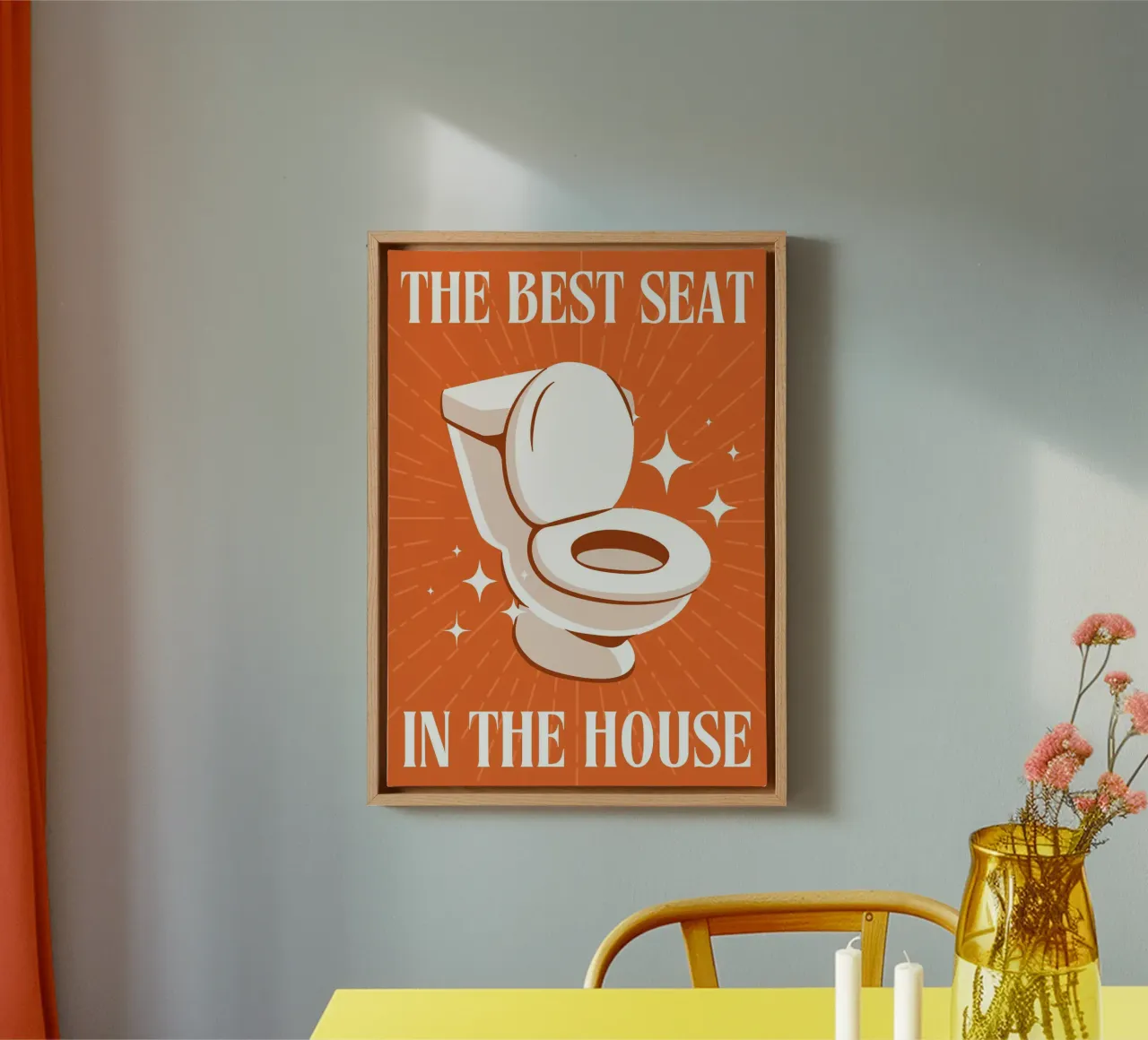 Grappige Badkamer Kunst | Beste Zitplaats In Het Huis Print canvas met Baklijst van NorwesClub