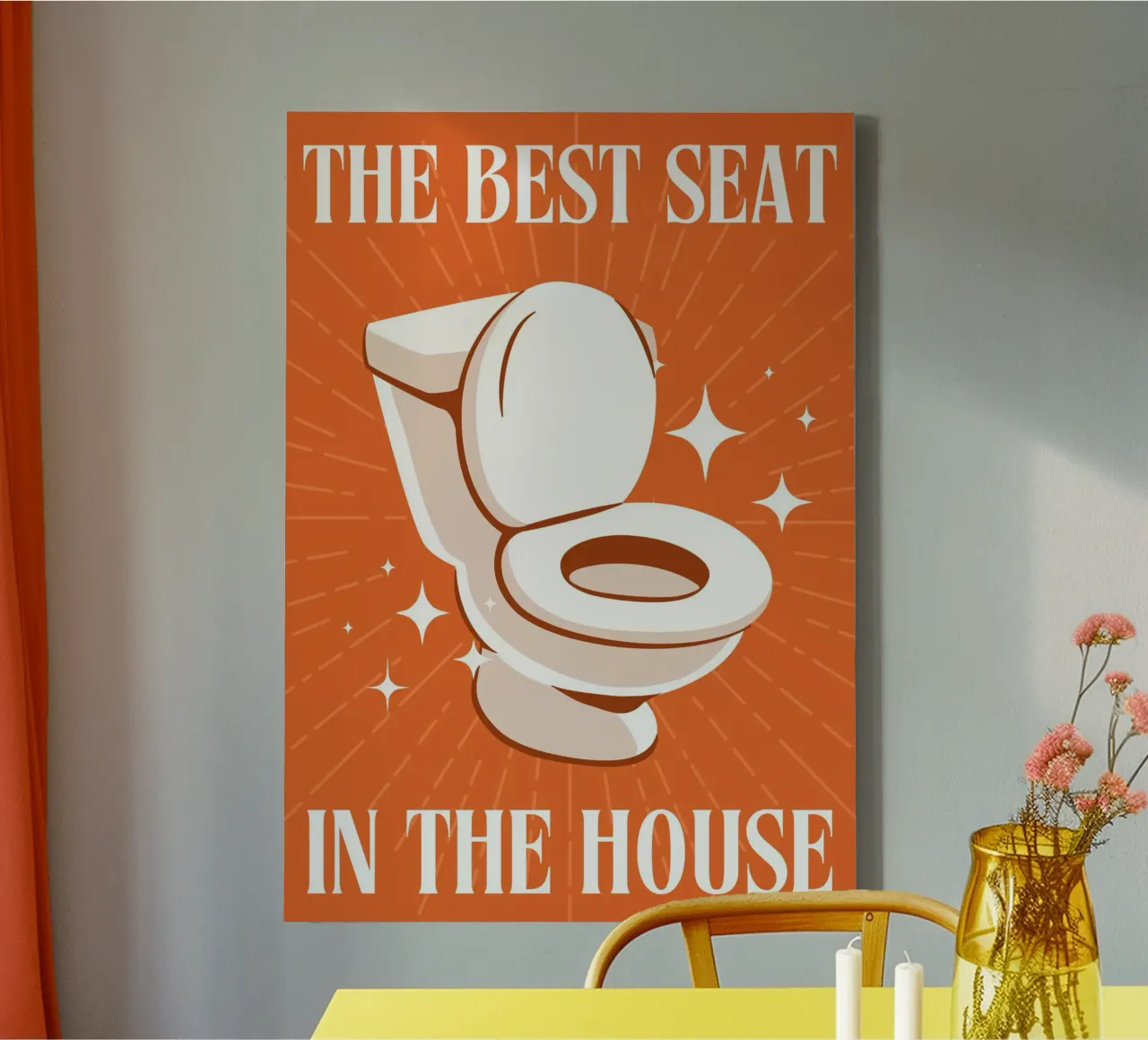 Grappige Badkamer Kunst | Beste Zitplaats In Het Huis Print canvas met Baklijst van NorwesClub