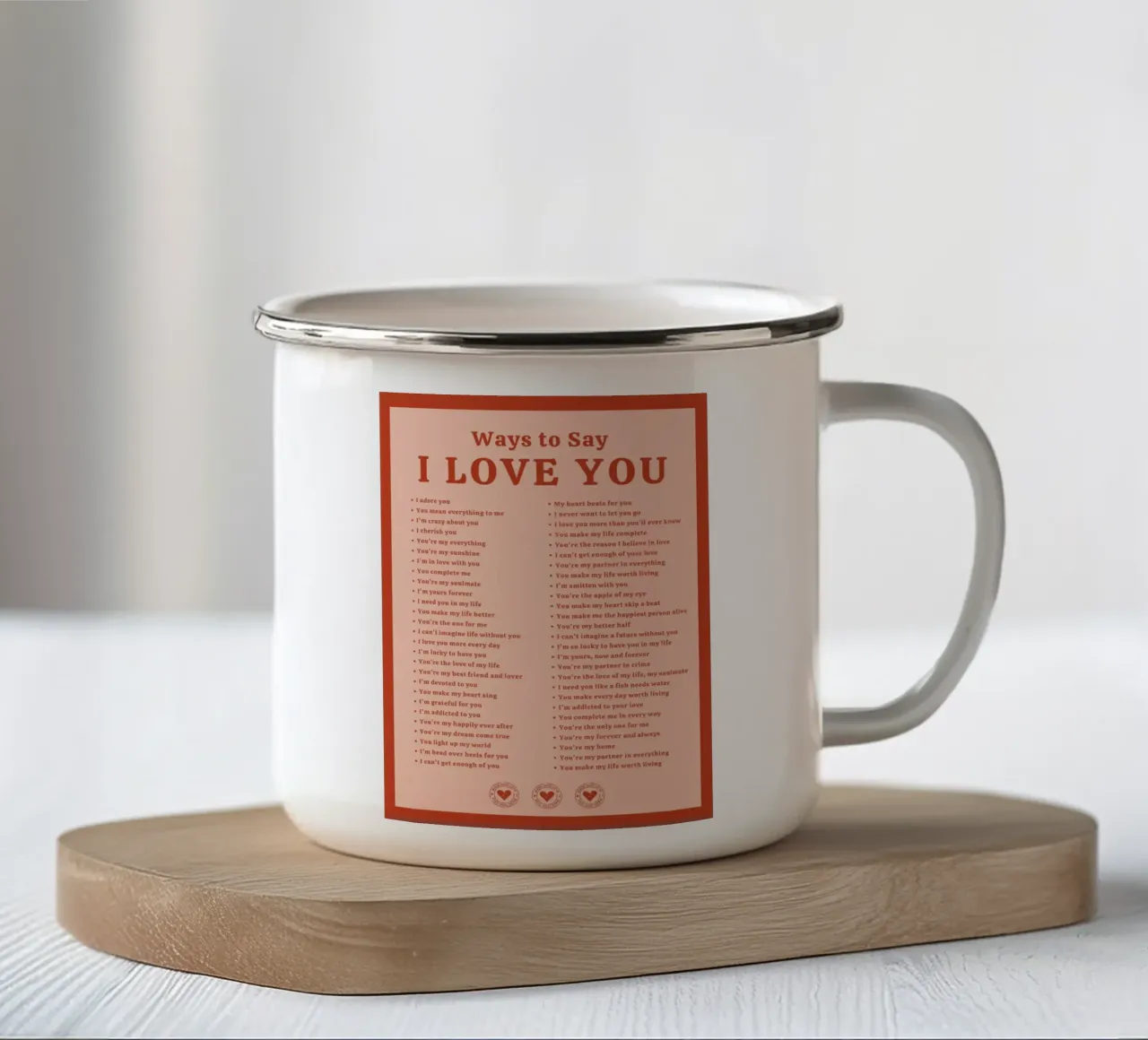 Tipografia d'amore | Modi per dire TI AMO Stampa tazza in smalto da NorwesClub