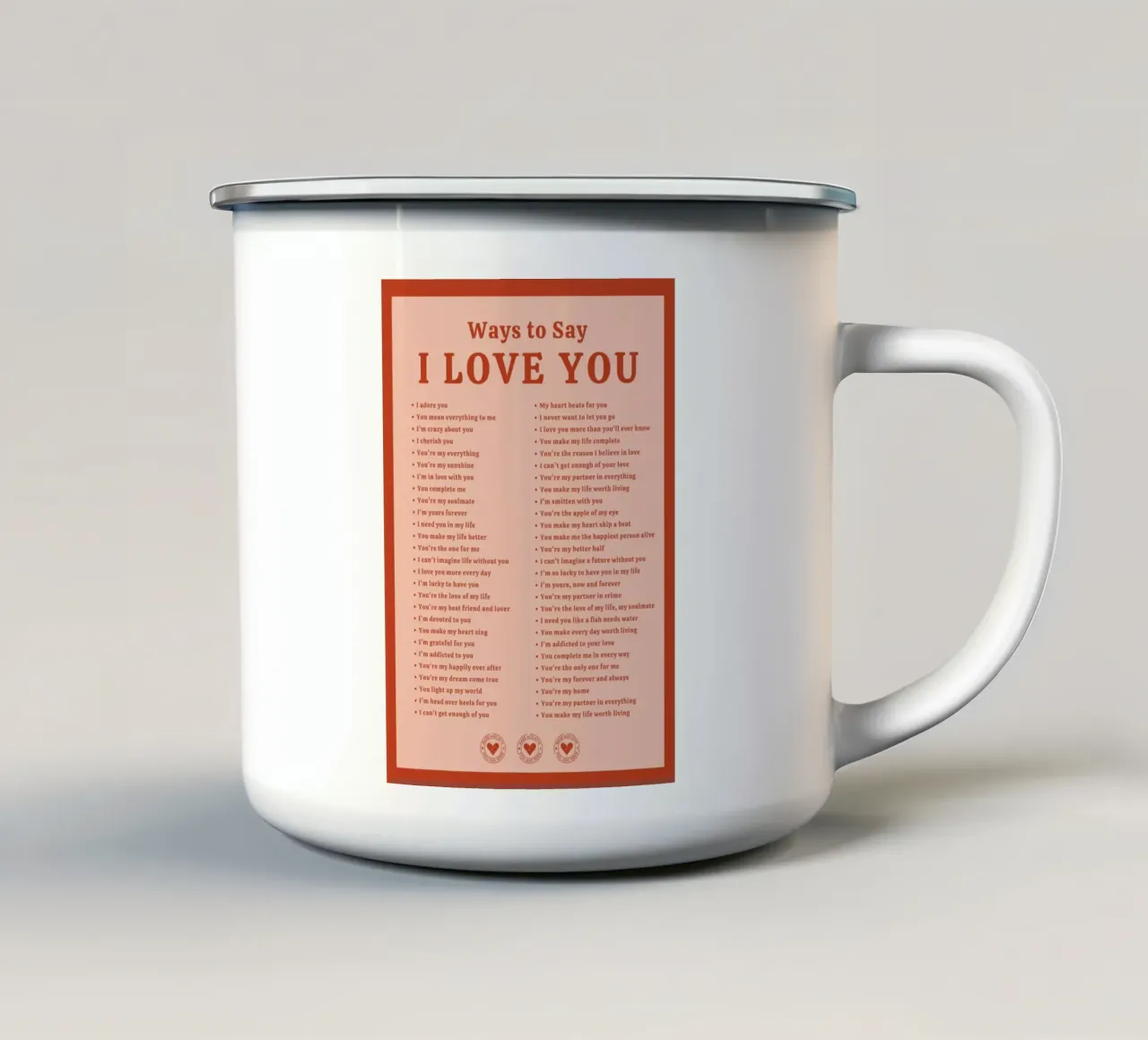 Tipografia d'amore | Modi per dire TI AMO Stampa tazza in smalto da NorwesClub
