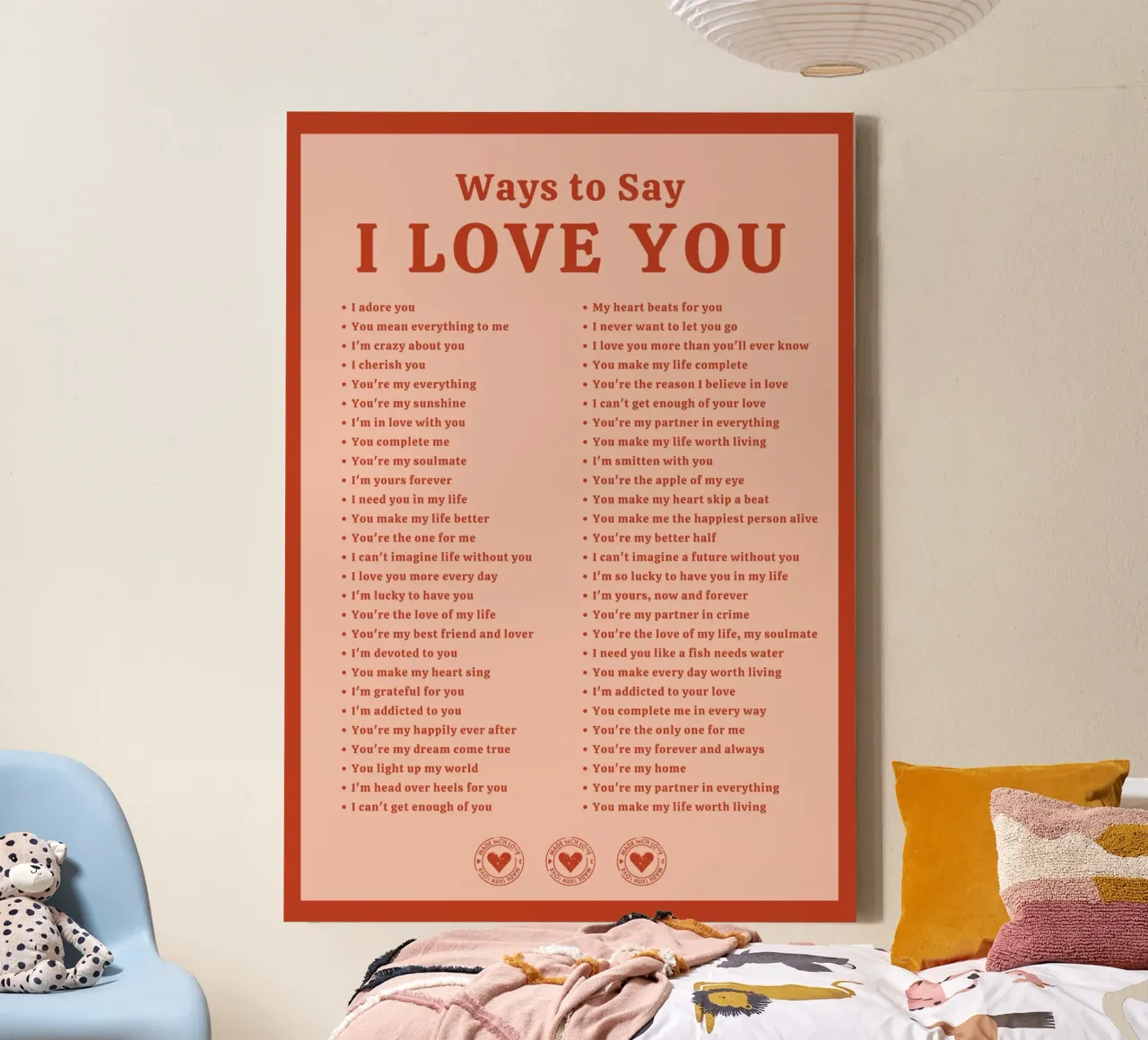 Tipografia d'amore | Modi per dire TI AMO Stampa tela con Cornice a cassetta da NorwesClub