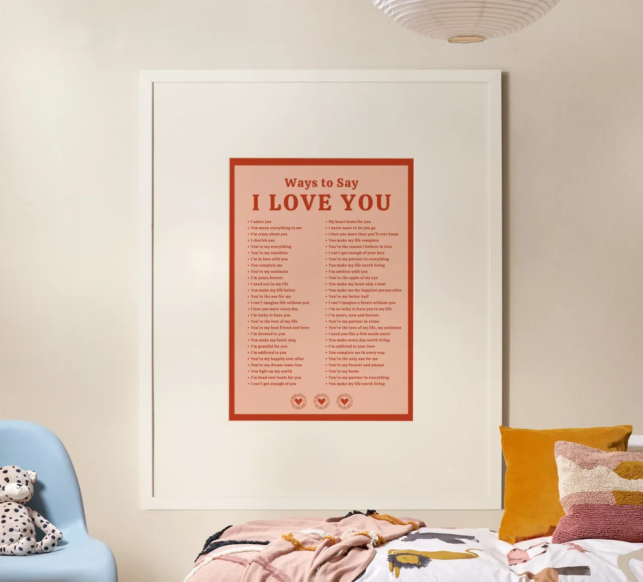 Tipografia d'amore | Modi per dire TI AMO Stampa poster con telaio in legno da NorwesClub