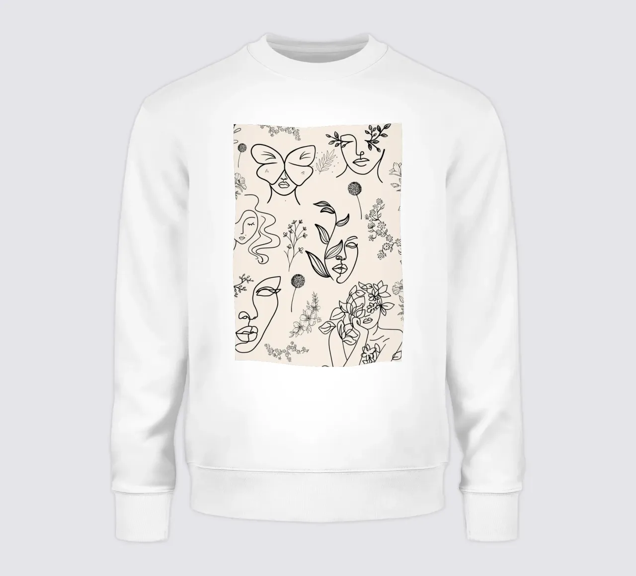 Illustrazione Line Art | Volti astratti e botaniche felpa da NorwesClub