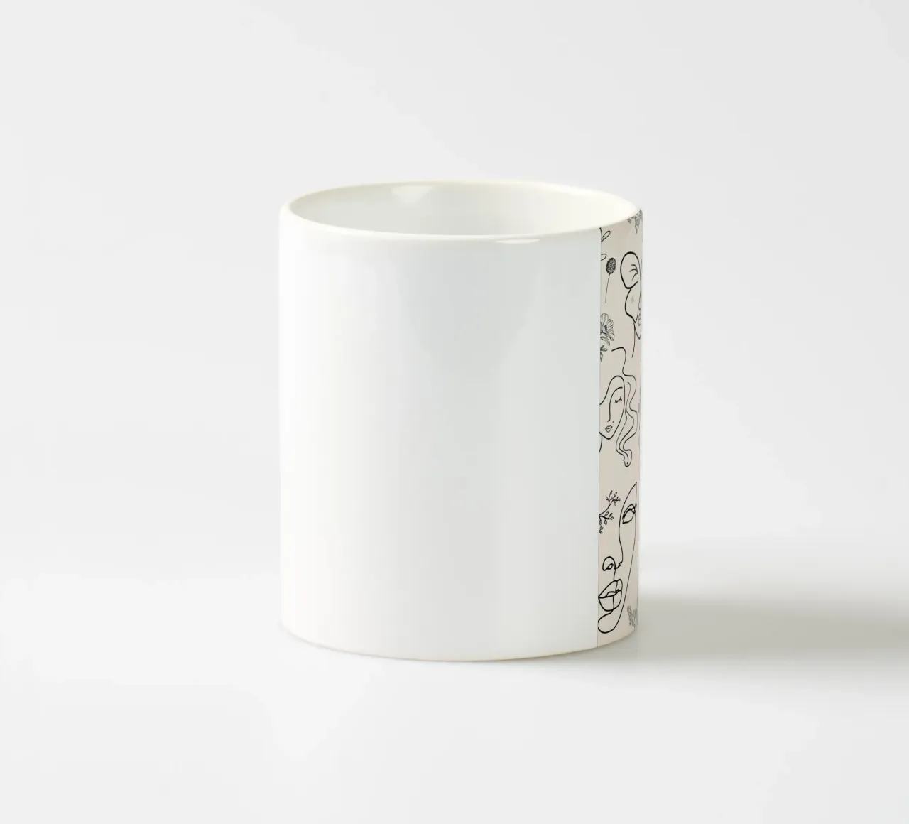 Illustrazione Line Art | Volti astratti e botaniche tazza in ceramica da NorwesClub