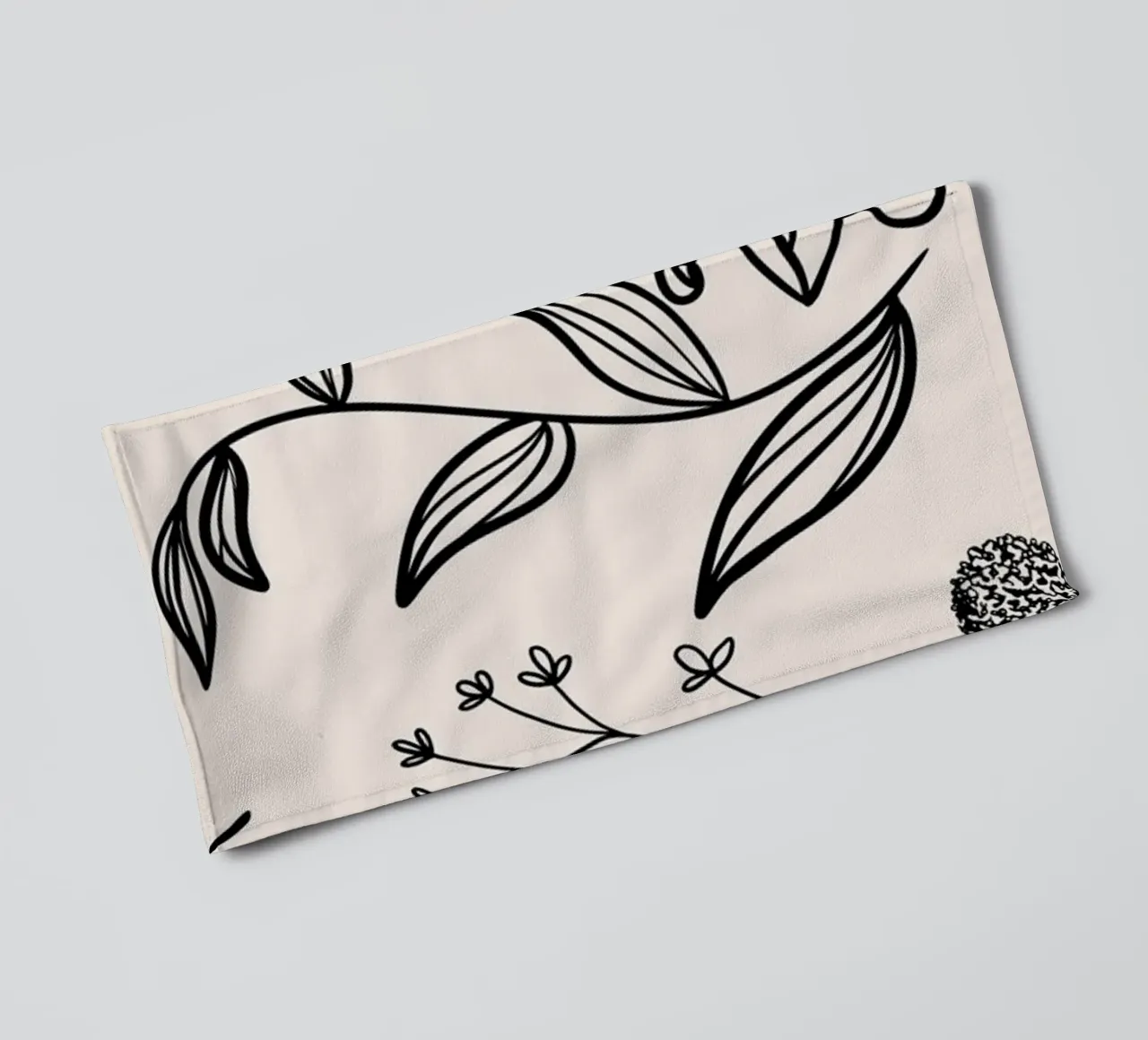 Illustrazione Line Art | Volti astratti e botaniche asciugamano da bagno da NorwesClub