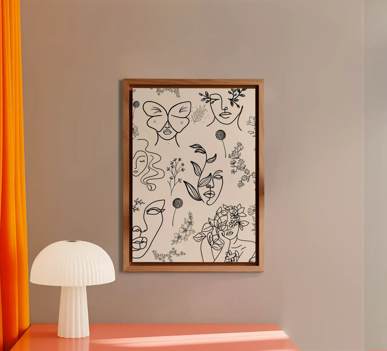 Illustrazione Line Art | Volti astratti e botaniche alluminio dibond da NorwesClub