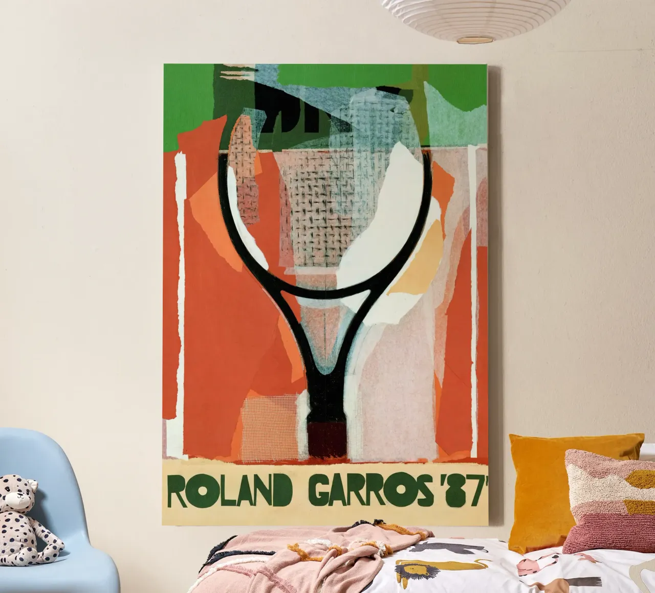 Roland Garros '87 - Poster astratto sul tennis tela con Cornice a cassetta da NorwesClub