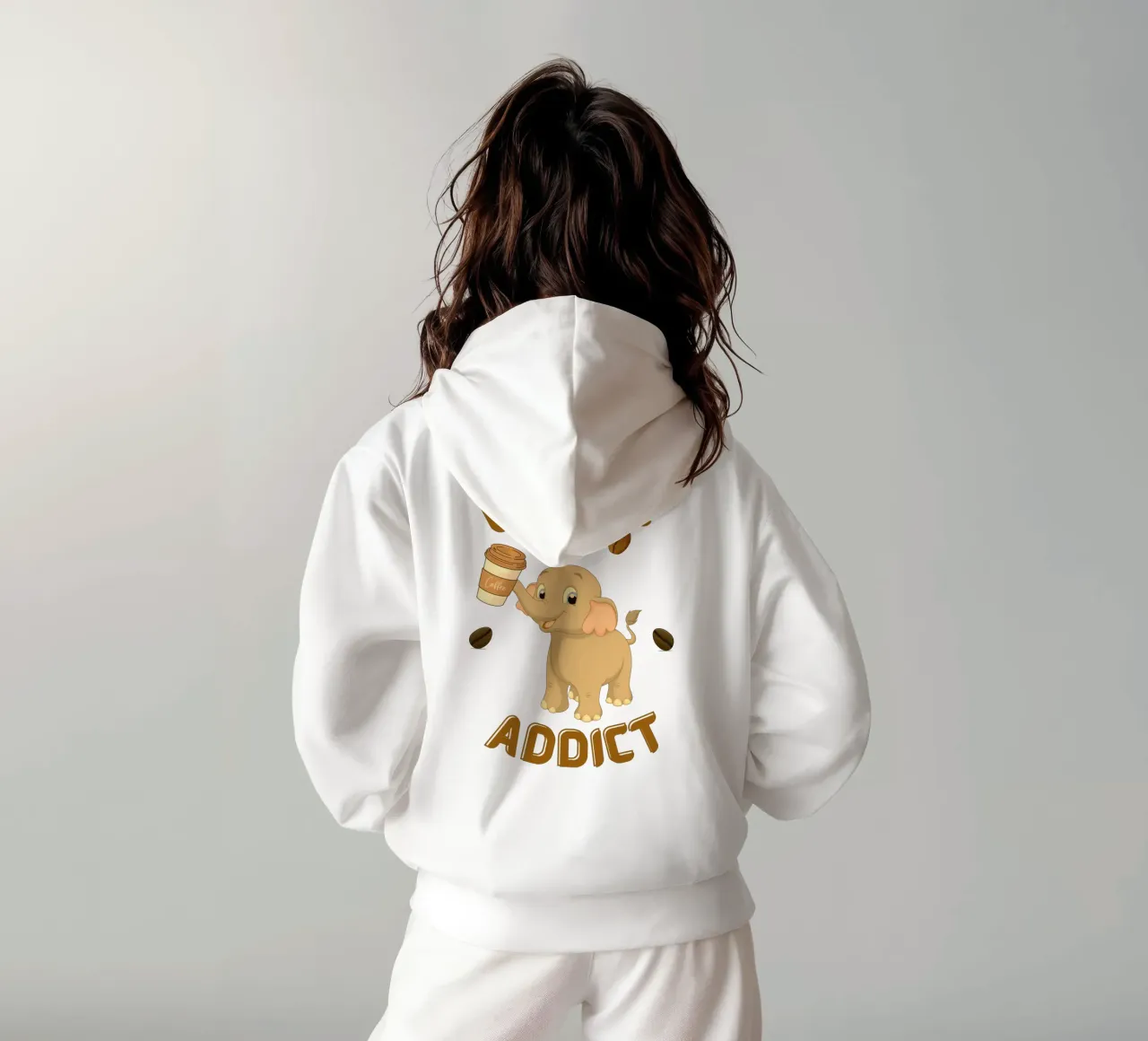 Niedlicher Kaffeesüchtiger Elefant mit Kaffeebecher Hoodie von Cold Wild