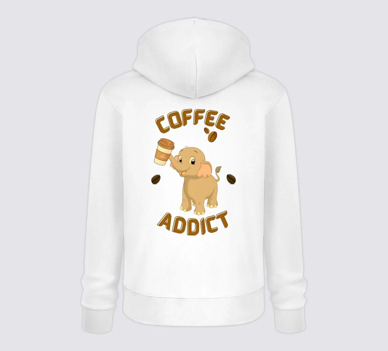 Tazza da caffè con elefante che tiene in mano una tazza da caffè felpa con cappuccio da Cold Wild