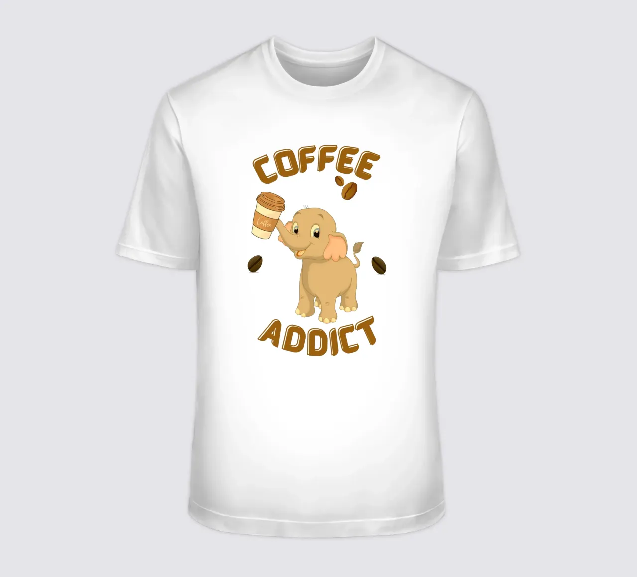 Niedlicher Kaffeesüchtiger Elefant mit Kaffeebecher T-Shirt von Cold Wild