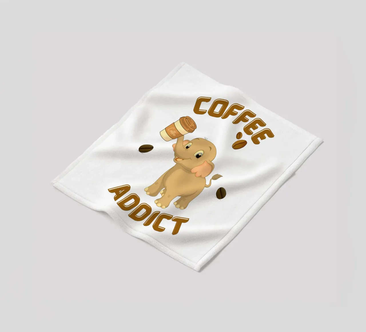 Cute Coffee Addict Elephant Holding Coffee Mug fleece blanket by Cold Wild