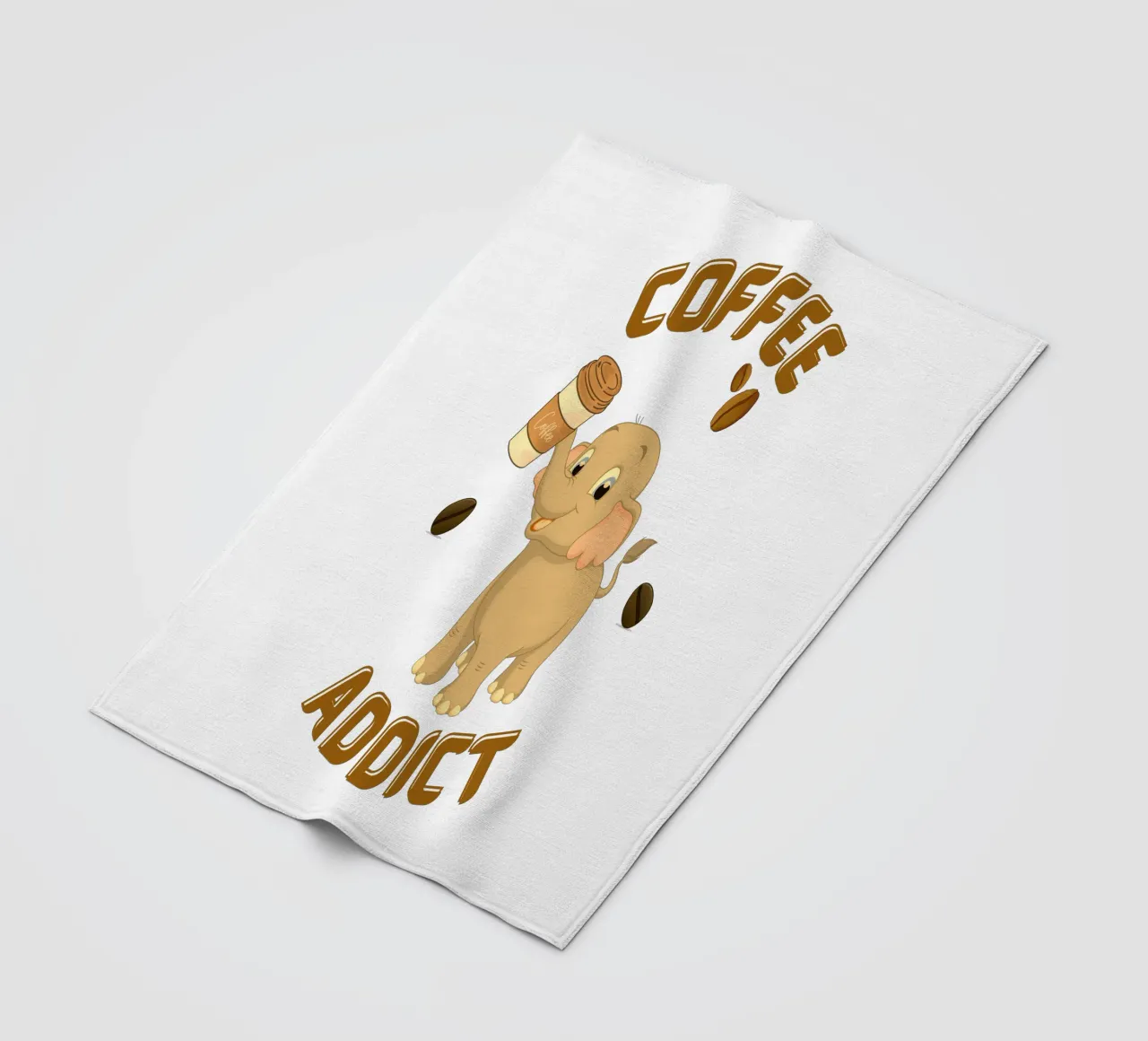 Cute Coffee Addict Elephant Holding Coffee Mug fleece blanket by Cold Wild