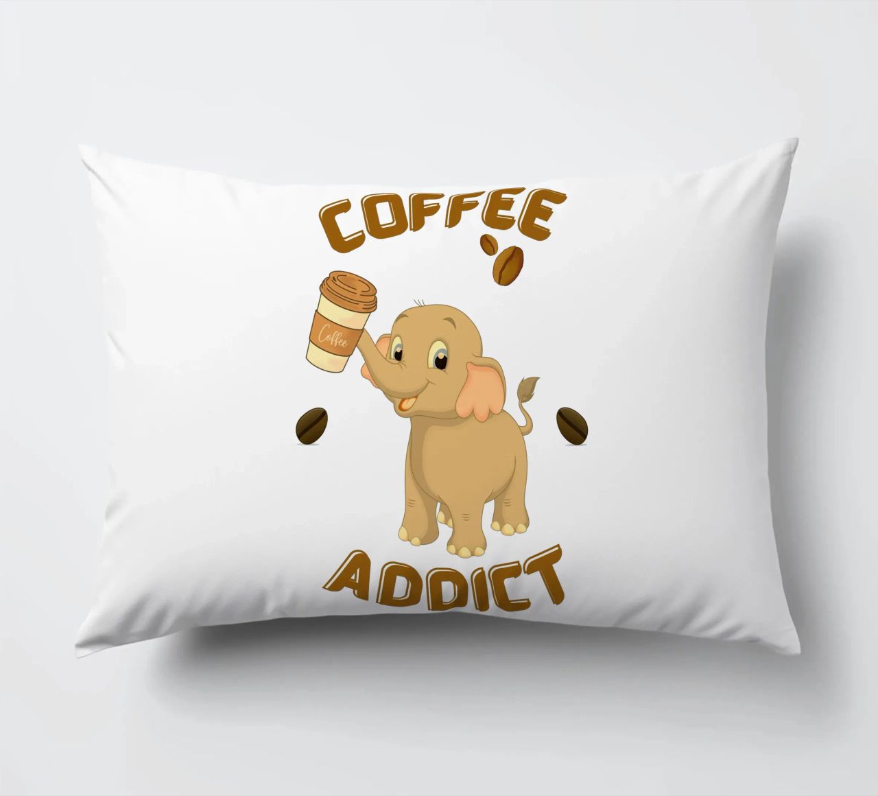 Tazza da caffè con elefante che tiene in mano una tazza da caffè cuscino da Cold Wild
