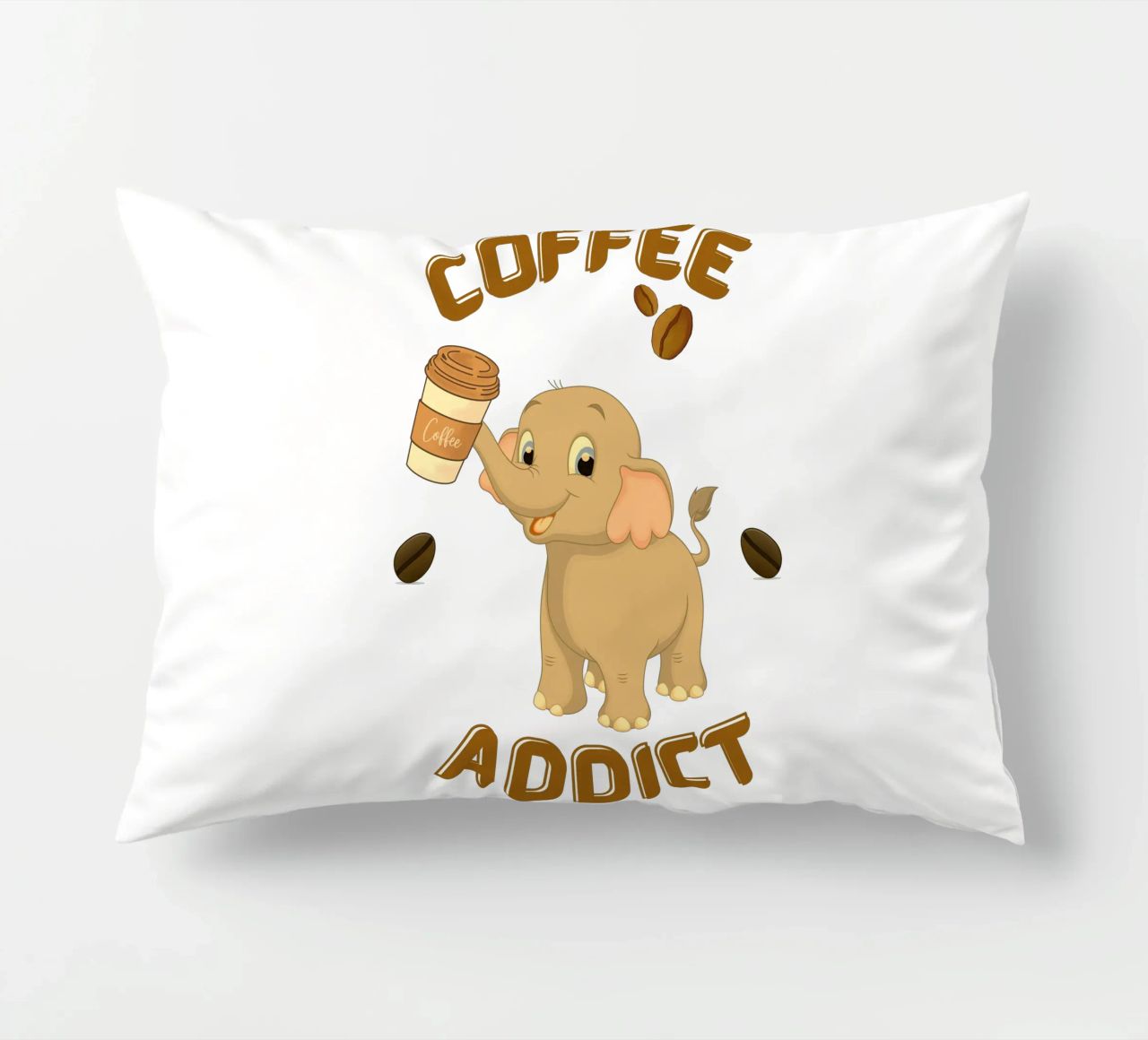 Tazza da caffè con elefante che tiene in mano una tazza da caffè cuscino da Cold Wild
