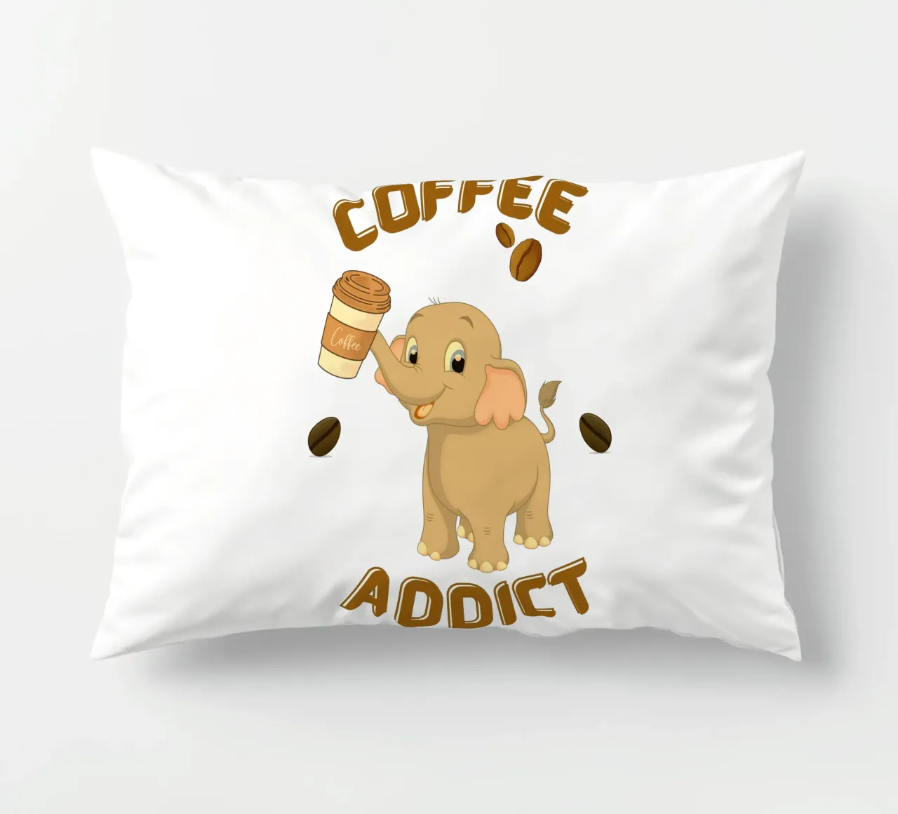 Niedlicher Kaffeesüchtiger Elefant mit Kaffeebecher Kissen von Cold Wild