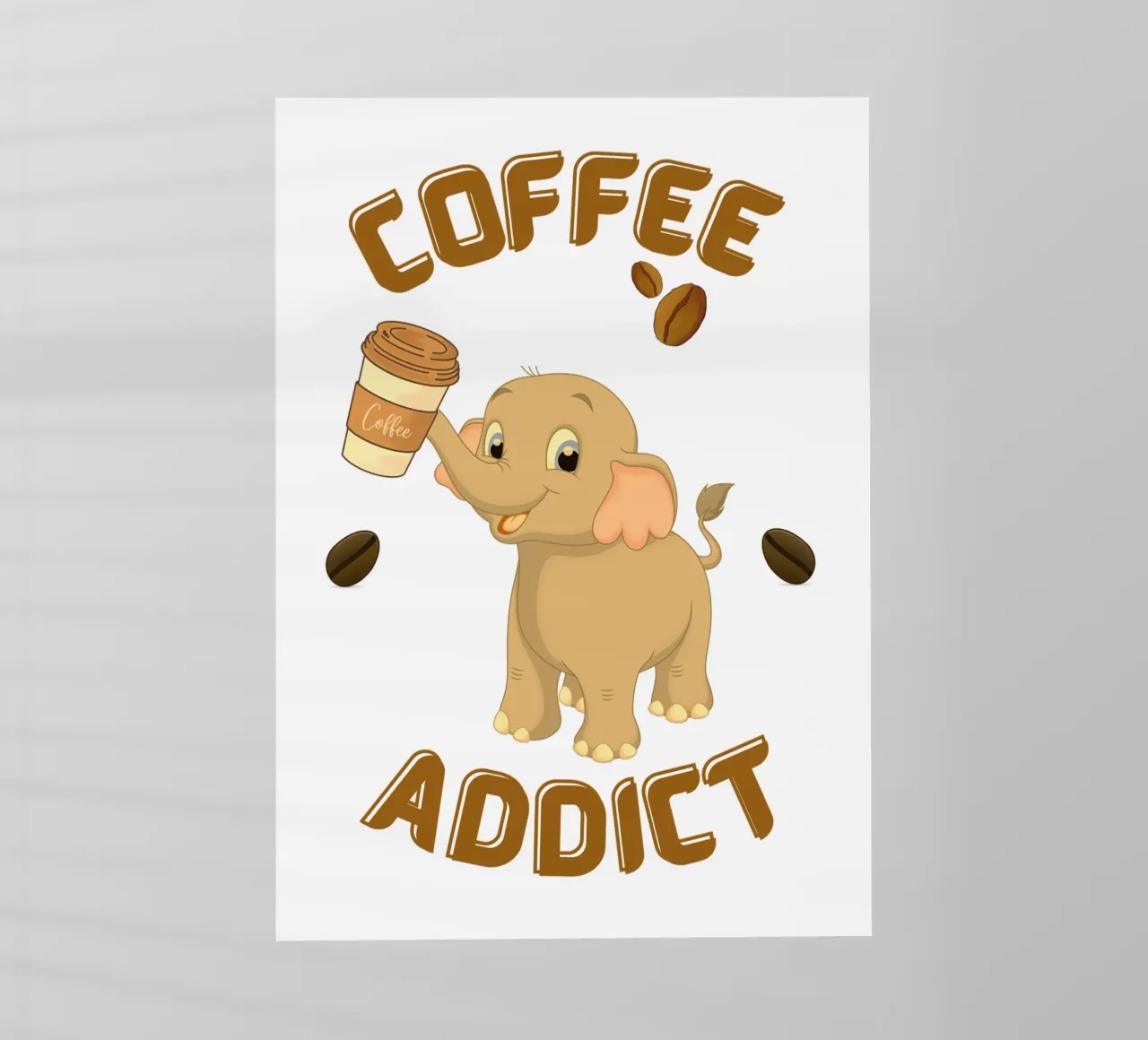 Taza de café con elefante adicto al café lámina retroiluminada de Cold Wild