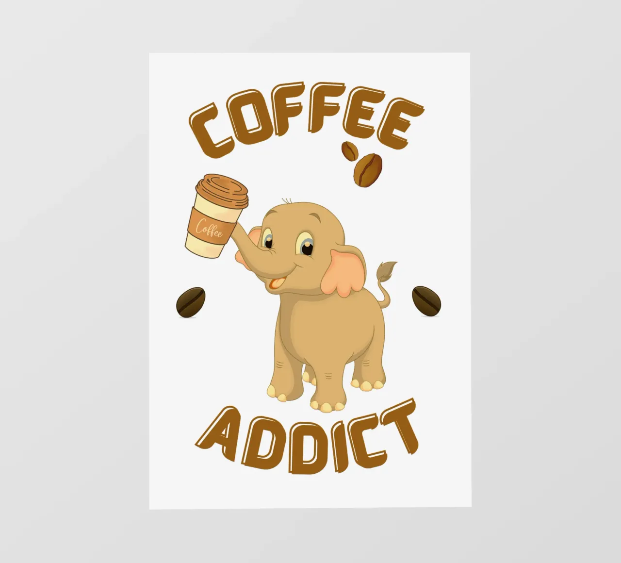 Cute Coffee Addict Elephant Holding Coffee Mug backlit film by Cold Wild