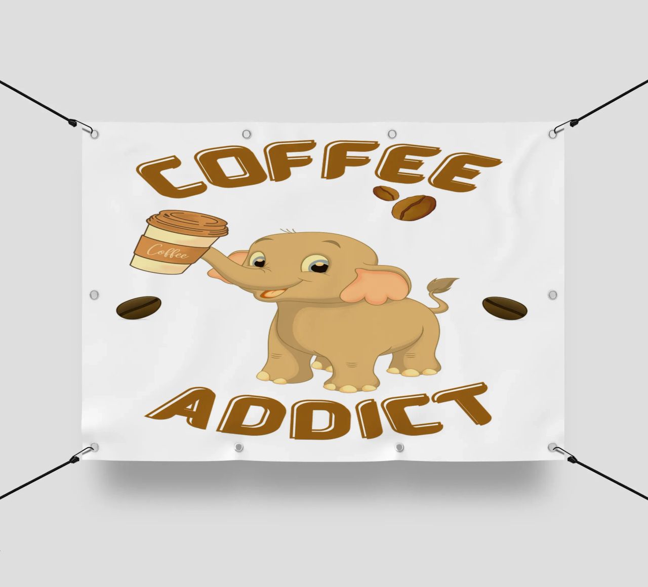 Tazza da caffè con elefante che tiene in mano una tazza da caffè telo in pvc da Cold Wild