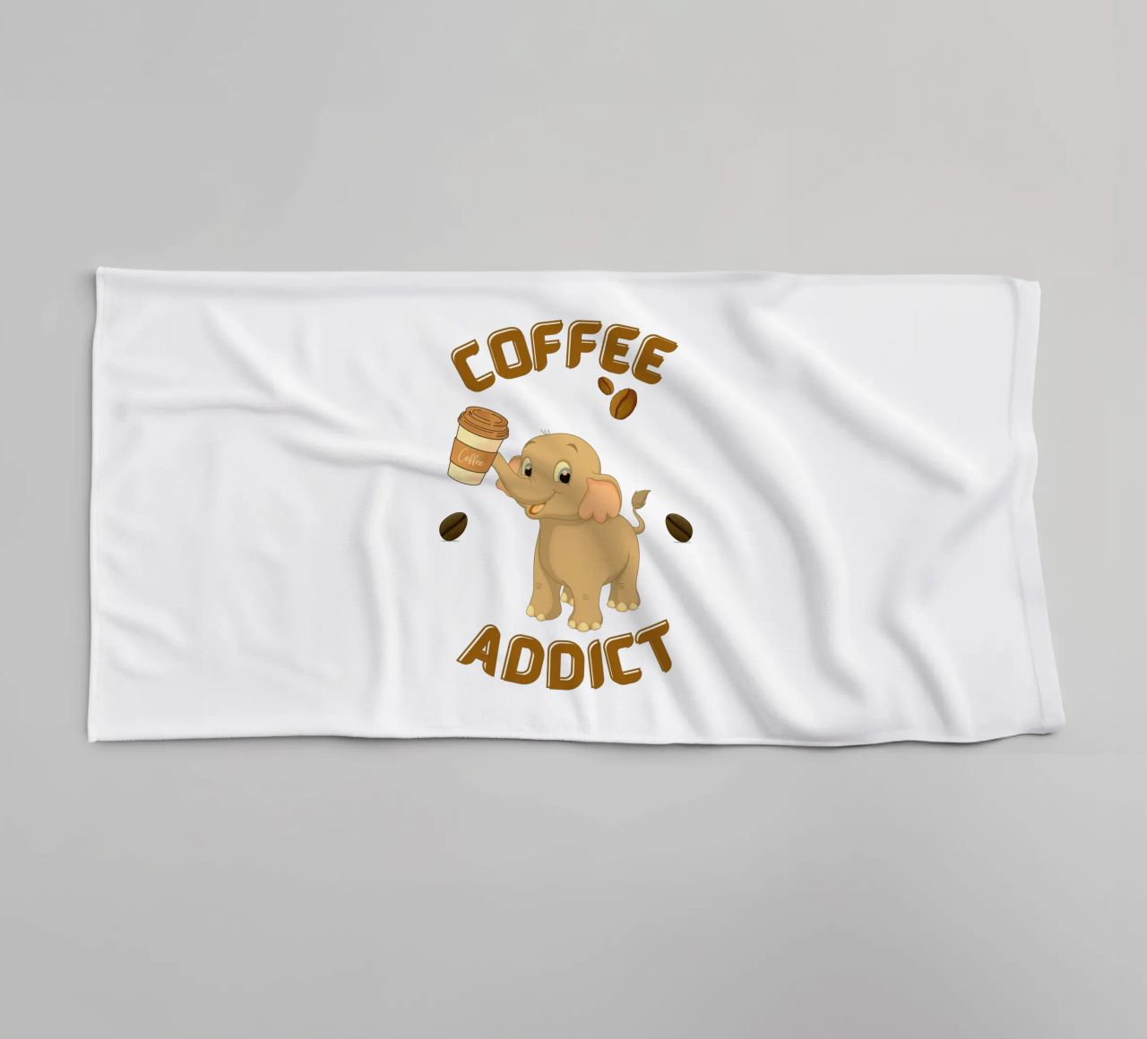 Tazza da caffè con elefante che tiene in mano una tazza da caffè asciugamano da bagno da Cold Wild