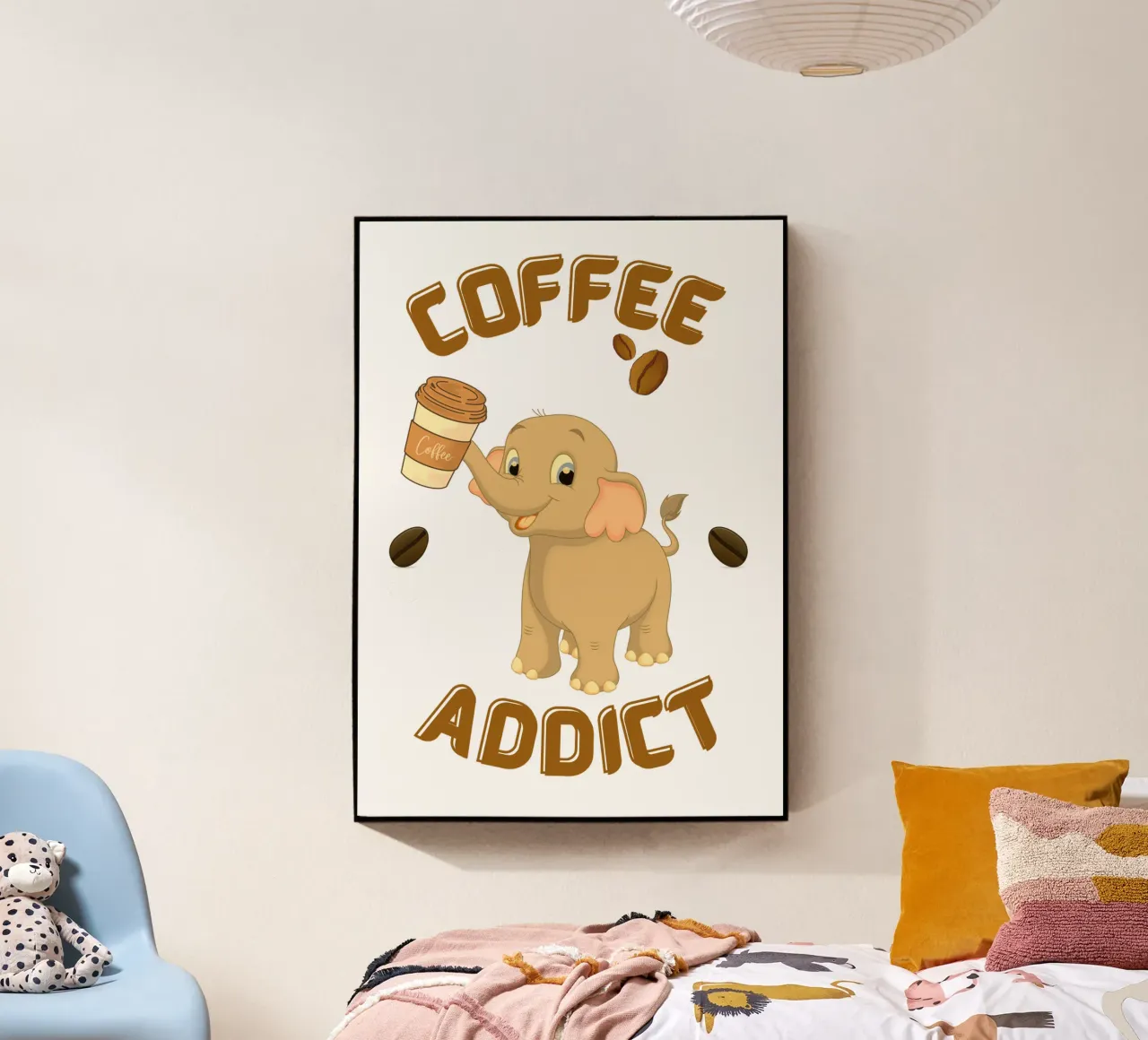 Niedlicher Kaffeesüchtiger Elefant mit Kaffeebecher Acryl-Glas von Cold Wild