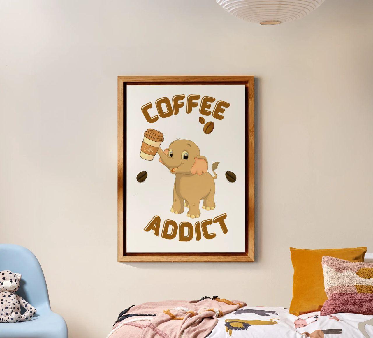Tazza da caffè con elefante che tiene in mano una tazza da caffè alluminio dibond da Cold Wild