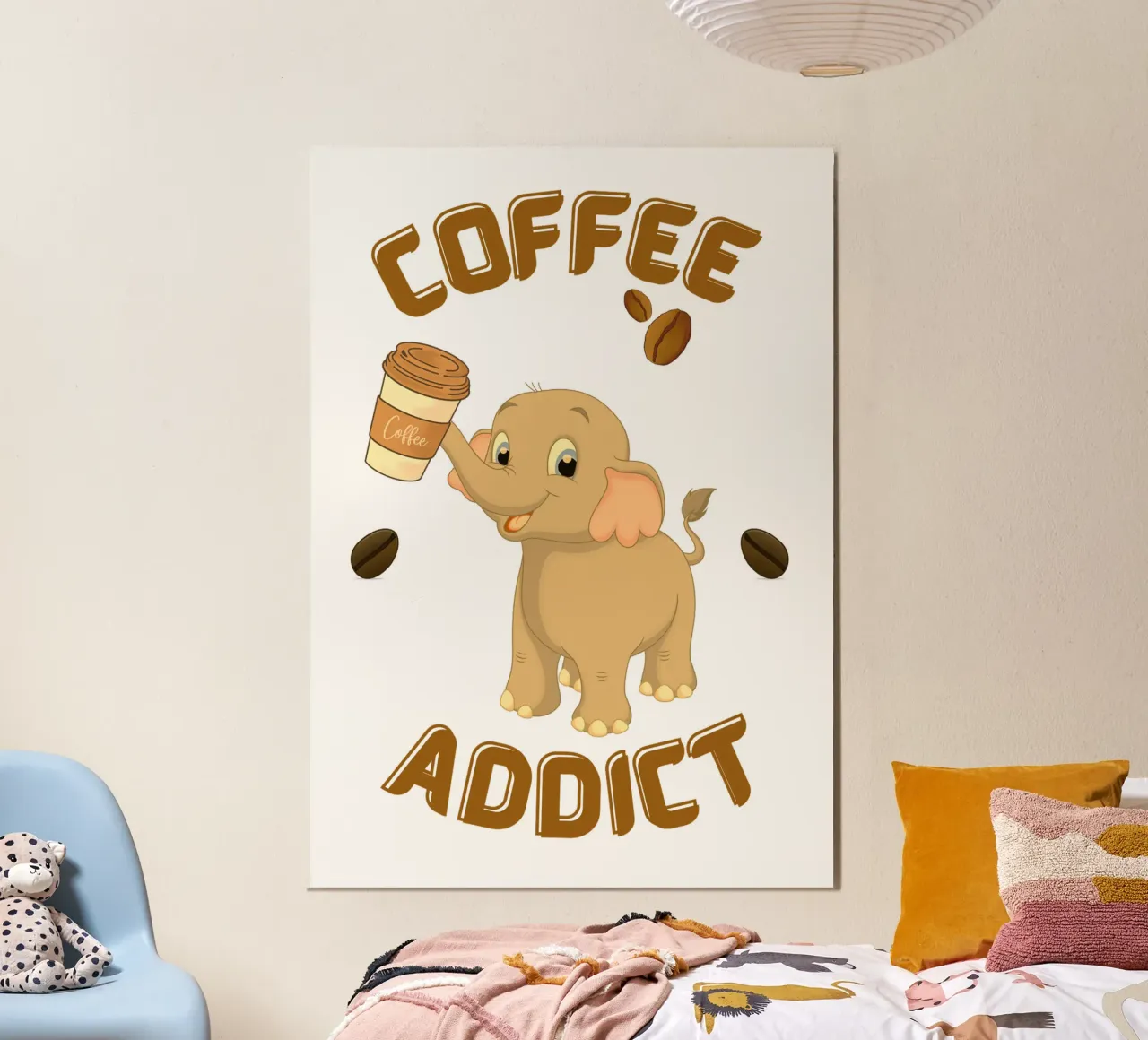 Tazza da caffè con elefante che tiene in mano una tazza da caffè pannello forex da Cold Wild