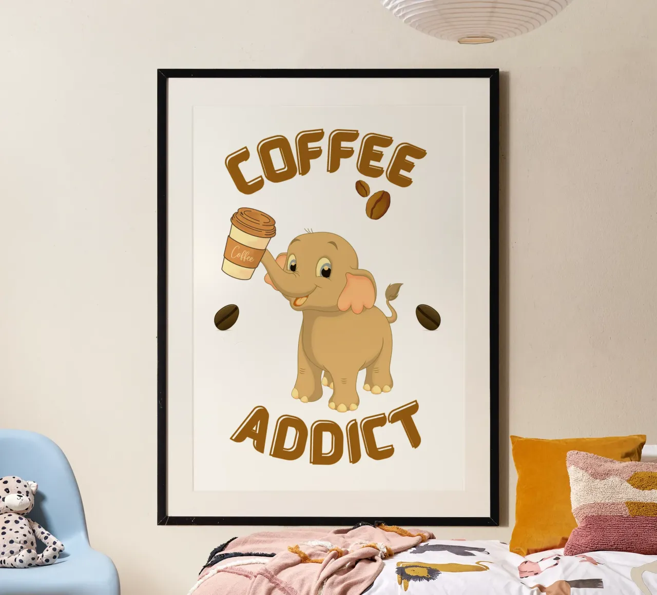 Taza de café con elefante adicto al café hahnemühle de Cold Wild