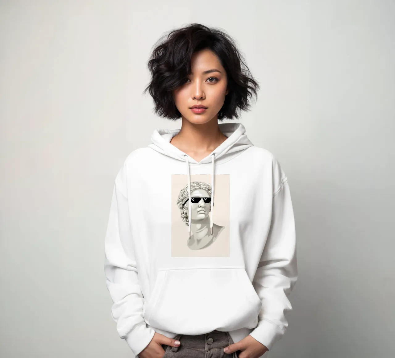 Classical Remix Art | Pixel Sunglasses Bust Print sudadera con capucha de NorwesClub