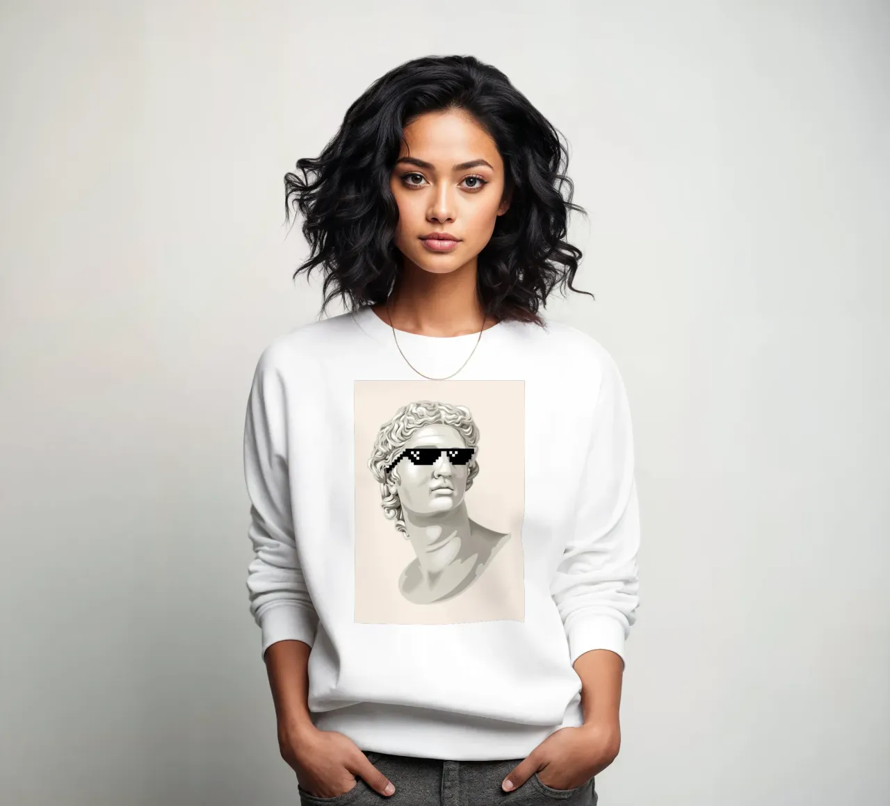 Classical Remix Art | Pixel Sunglasses Bust Print sudadera de NorwesClub