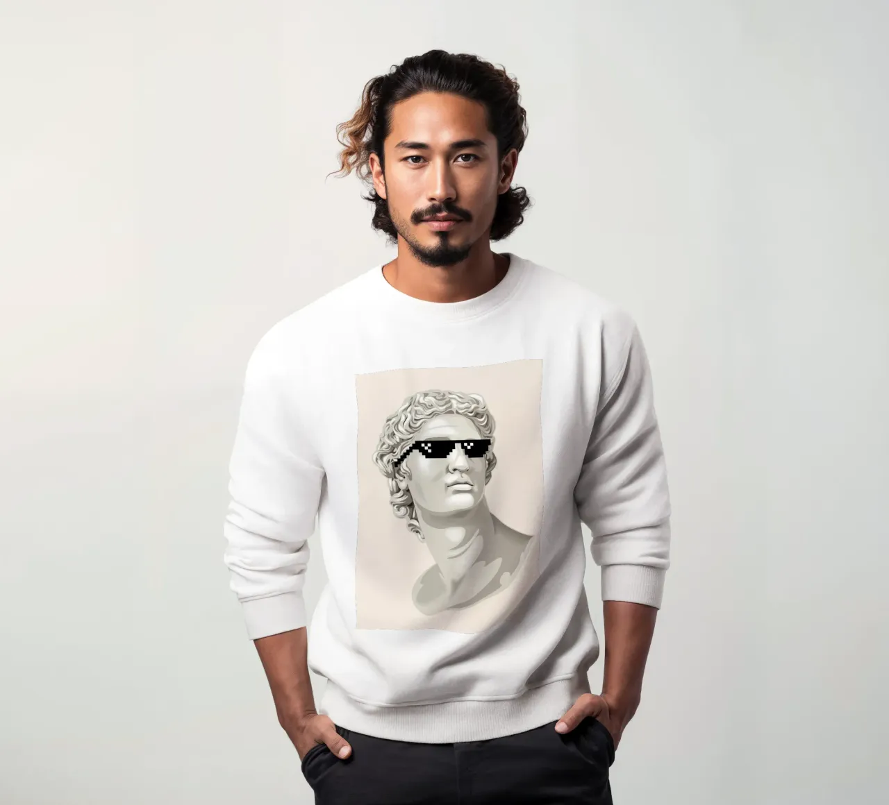 Classical Remix Art | Pixel Sunglasses Bust Print sudadera de NorwesClub