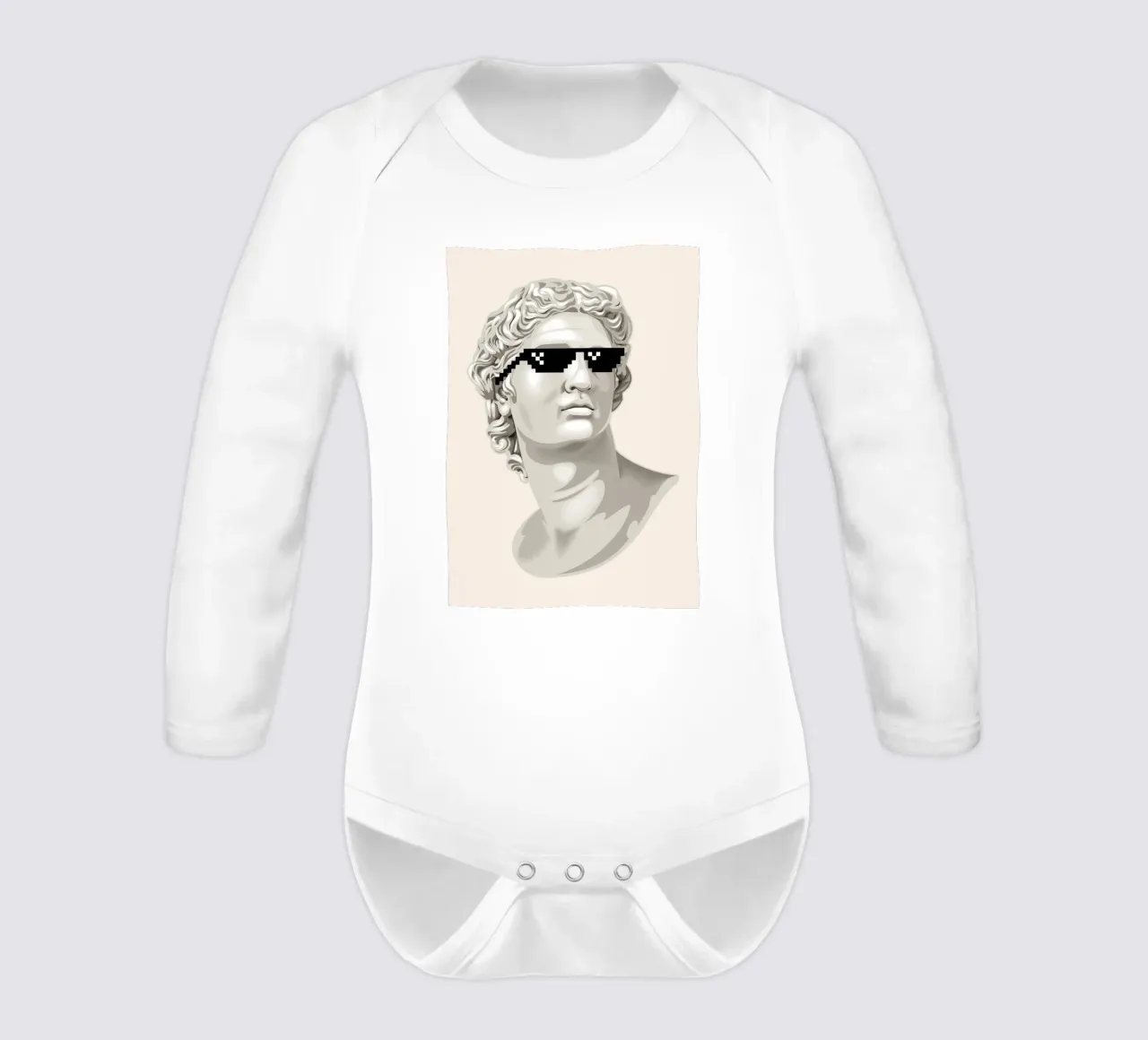 Classical Remix Art | Pixel Sunglasses Bust Print long-sleeve baby romper by NorwesClub