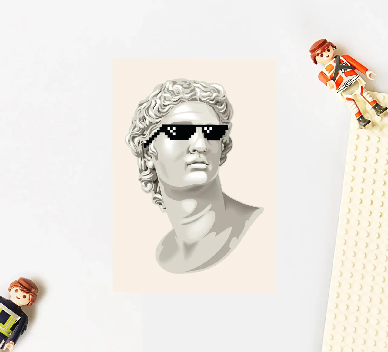 Classical Remix Art | Pixel Sunglasses Bust Print pegatina de NorwesClub