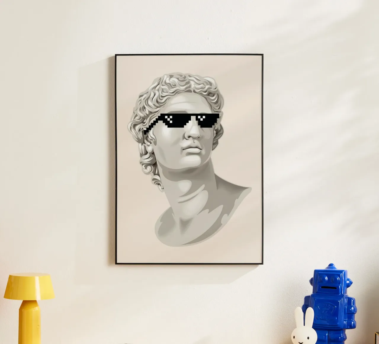 Classical Remix Art | Pixel Sunglasses Bust Print aluminio dibond de NorwesClub