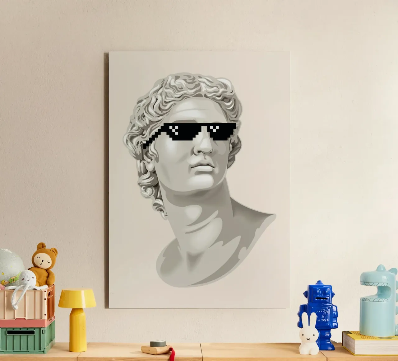 Classical Remix Art | Pixel Sunglasses Bust Print aluminio dibond de NorwesClub