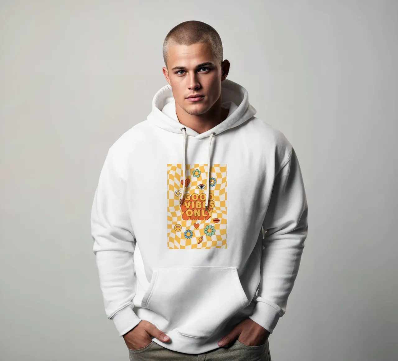 Positive Vibes Art | Stampa Groovy Good Vibes Only felpa con cappuccio da NorwesClub