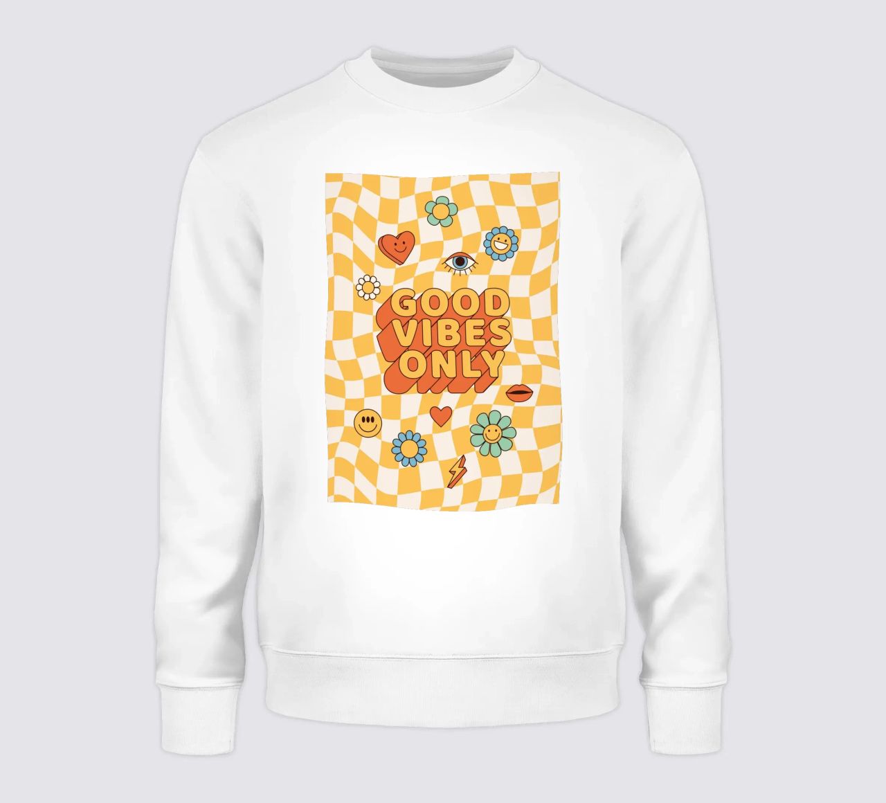 Positive Vibes Art | Groovy Good Vibes Only Print sweatshirt by NorwesClub