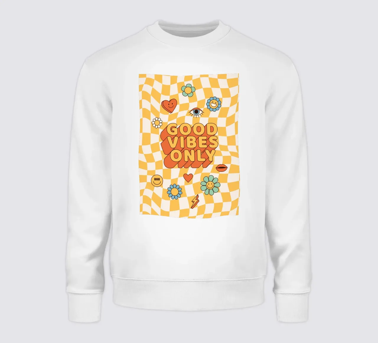 Positive Vibes Art | Groovy Good Vibes Only Print sweatshirt by NorwesClub