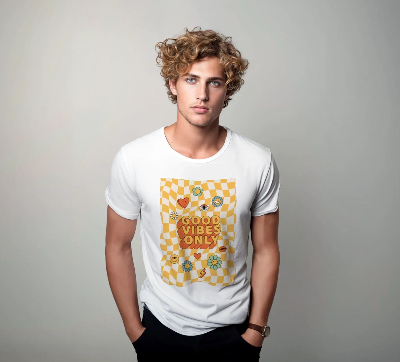 Positive Vibes Art | Groovy Good Vibes Only Print t-shirt by NorwesClub