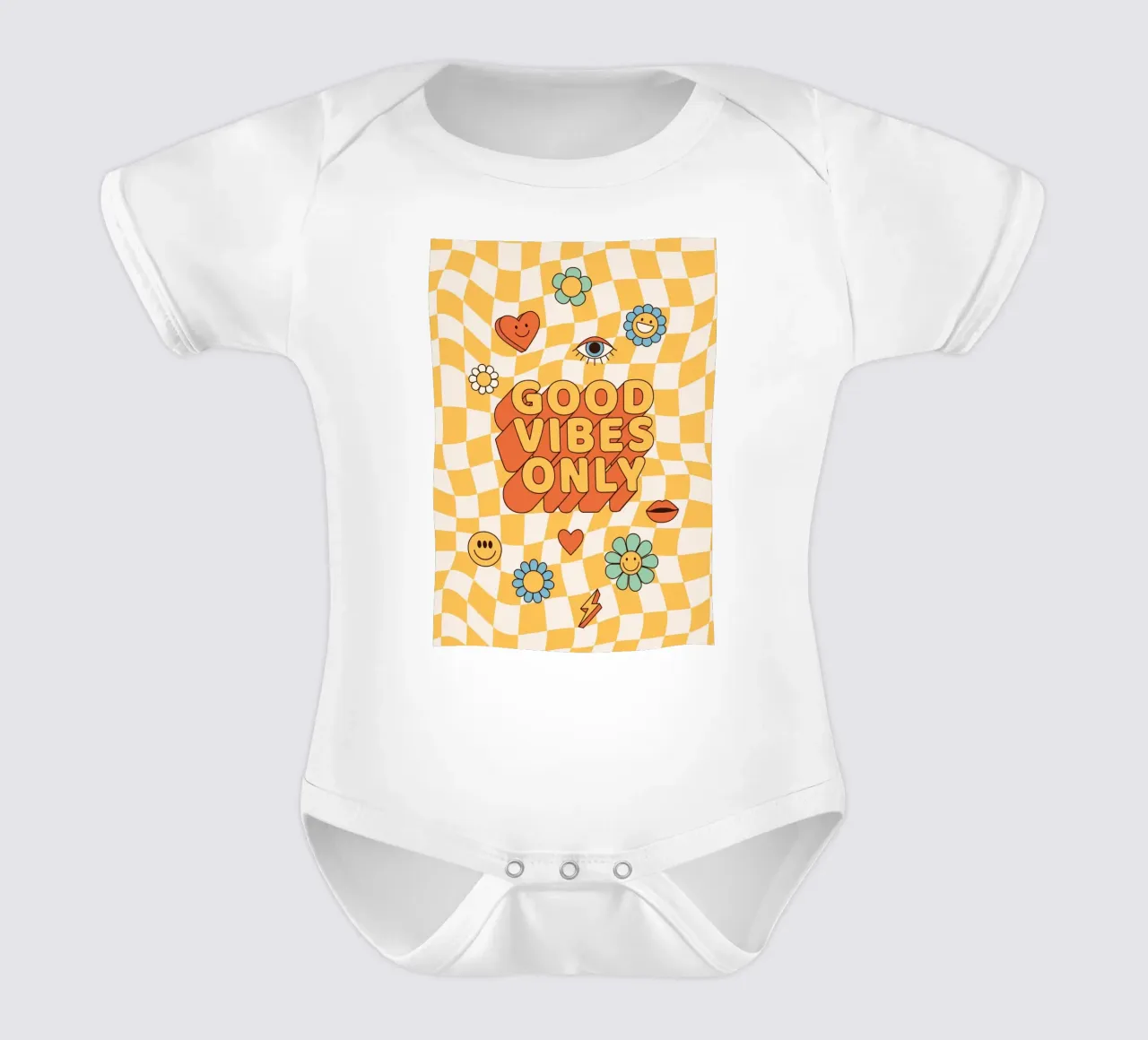 Positive Vibes Art | Groovy Good Vibes Only Print body bébé de NorwesClub