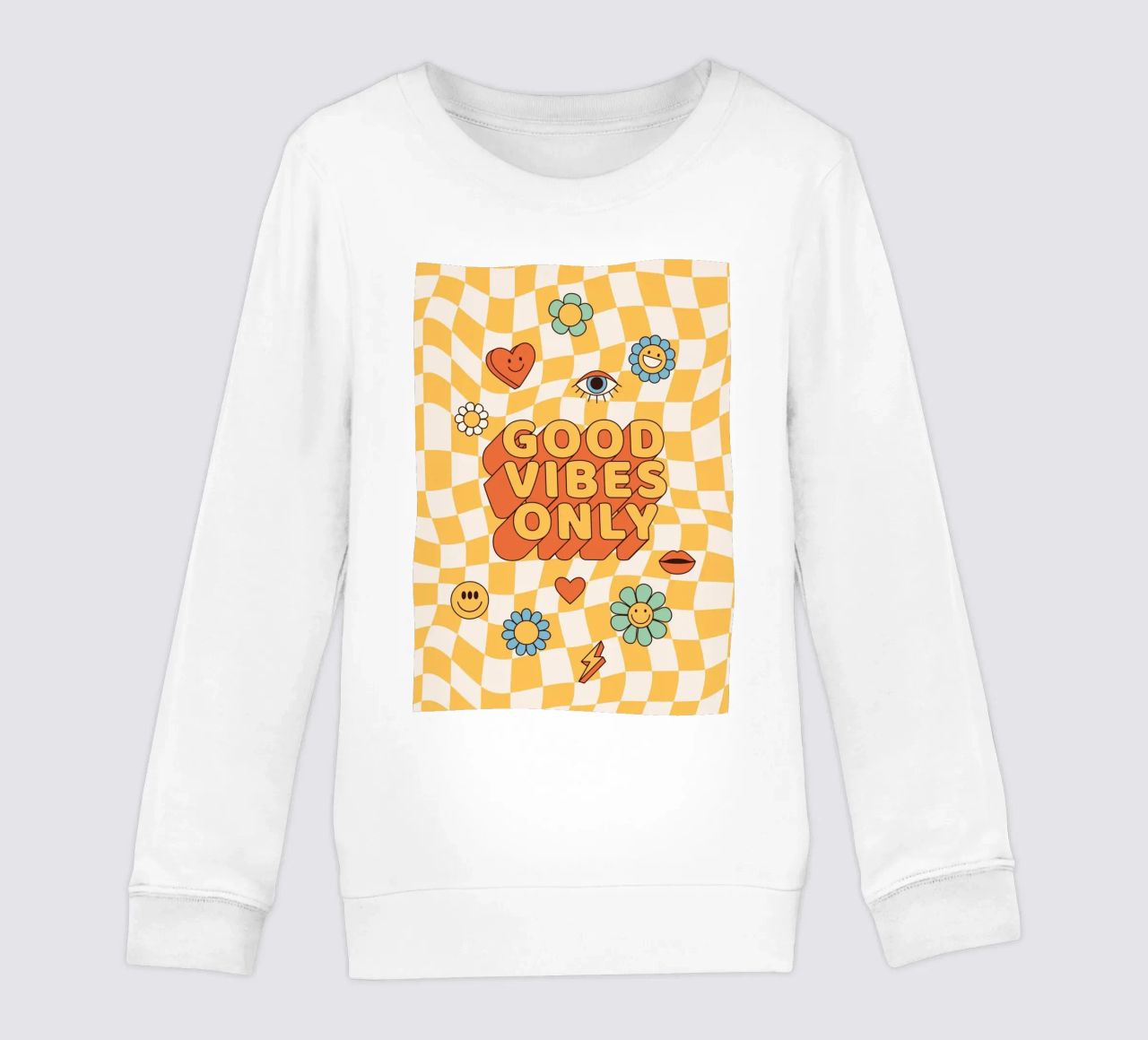 Positive Vibes Art | Stampa Groovy Good Vibes Only felpa bambino da NorwesClub
