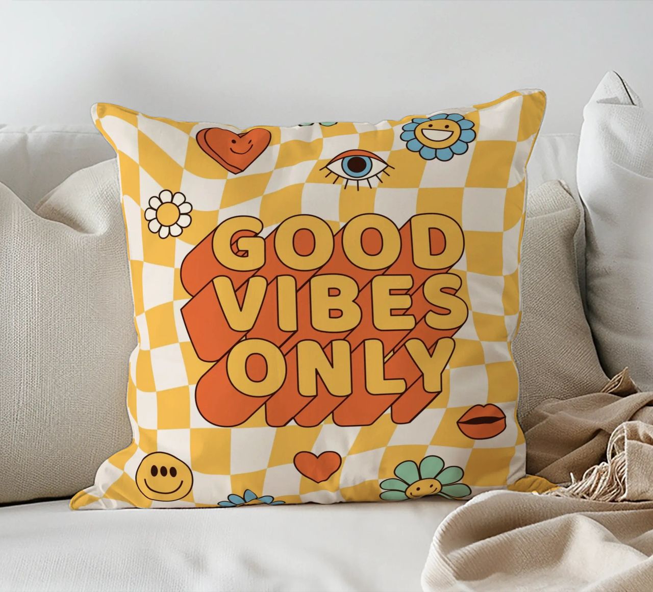 Positive Vibes Art | Stampa Groovy Good Vibes Only cuscino da NorwesClub