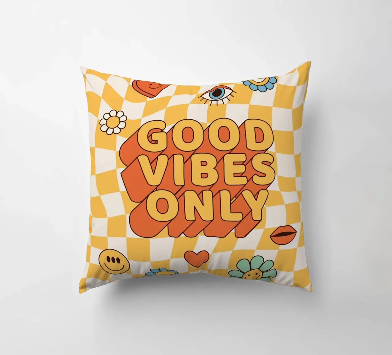 Positive Vibes Kunst | Groovy Alleen Goede Vibes Print kussen van NorwesClub