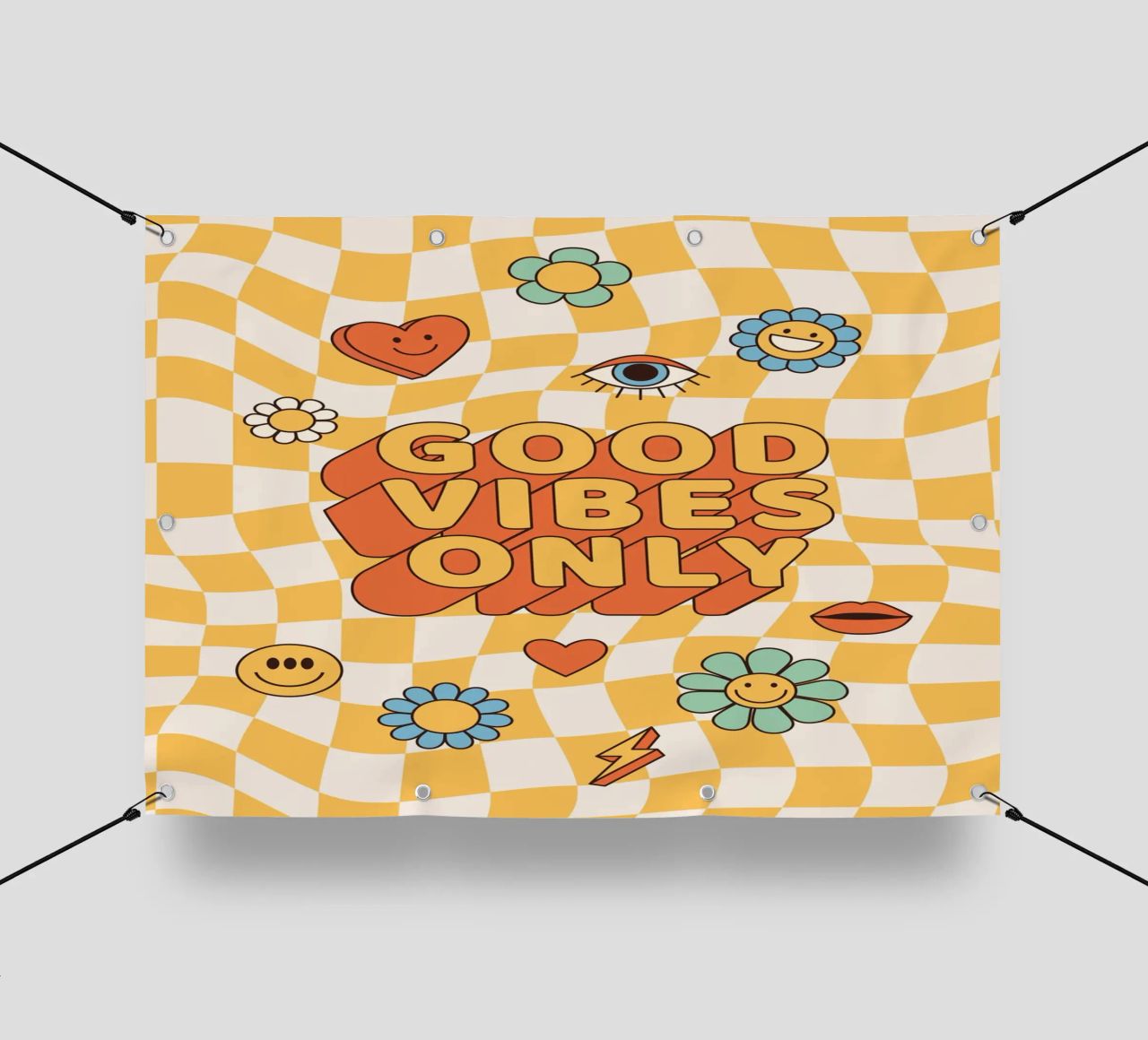Positive Vibes Art | Stampa Groovy Good Vibes Only telo in pvc da NorwesClub
