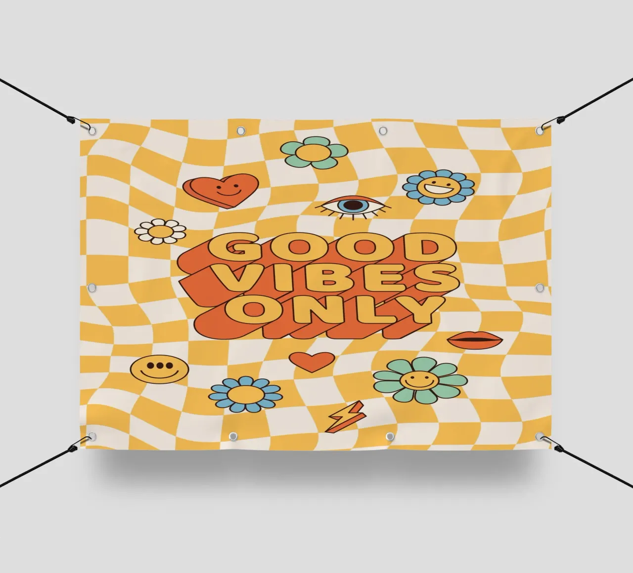 Positive Vibes Kunst | Groovy Nur gute Vibes drucken PVC Plane von NorwesClub